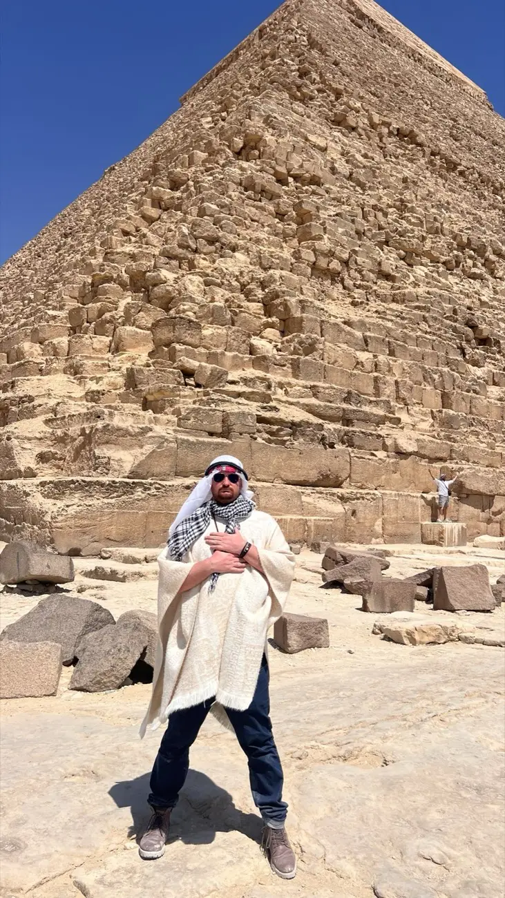 Jonas in front of the Great Pyramid of Giza, Egypt