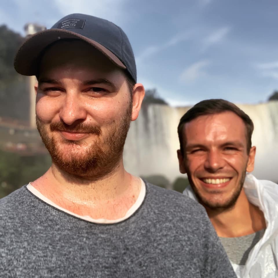 Jonas with Sergio from GoodbyeMatrix.com at the Iguazu Falls